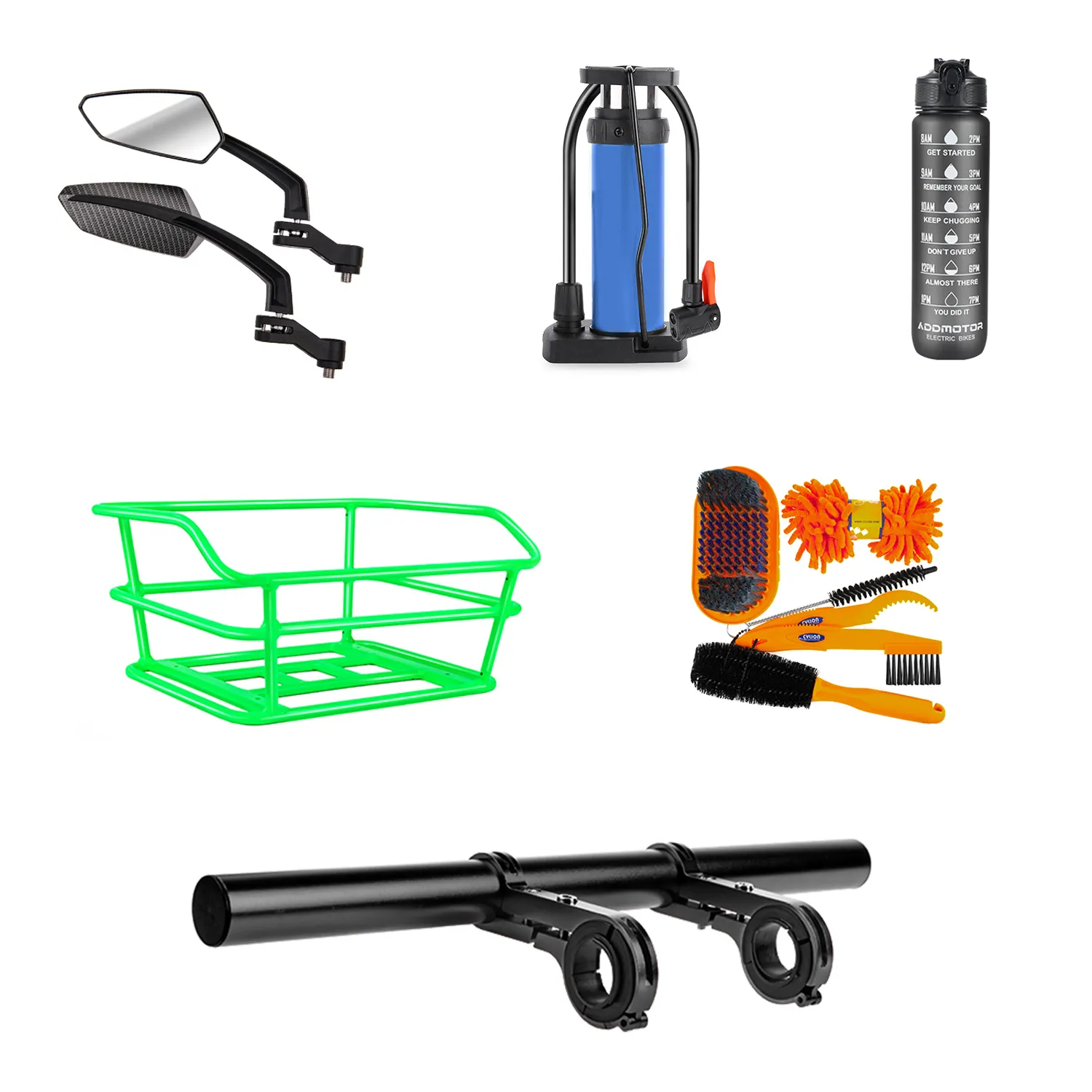 Arisetan Pack (Mirrors, Rear Rack, Cleaning Tools, Bike Pump, Water Bottle, Bracket Holder Extender)